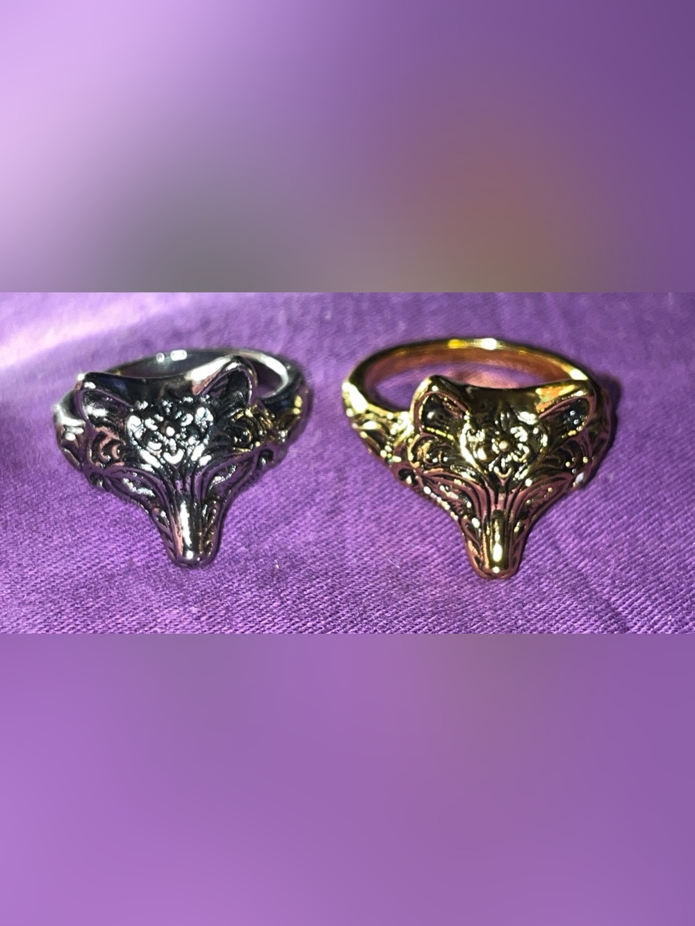 Fox Head Filigree Women's Ring - Goldtone and Silvertone Options